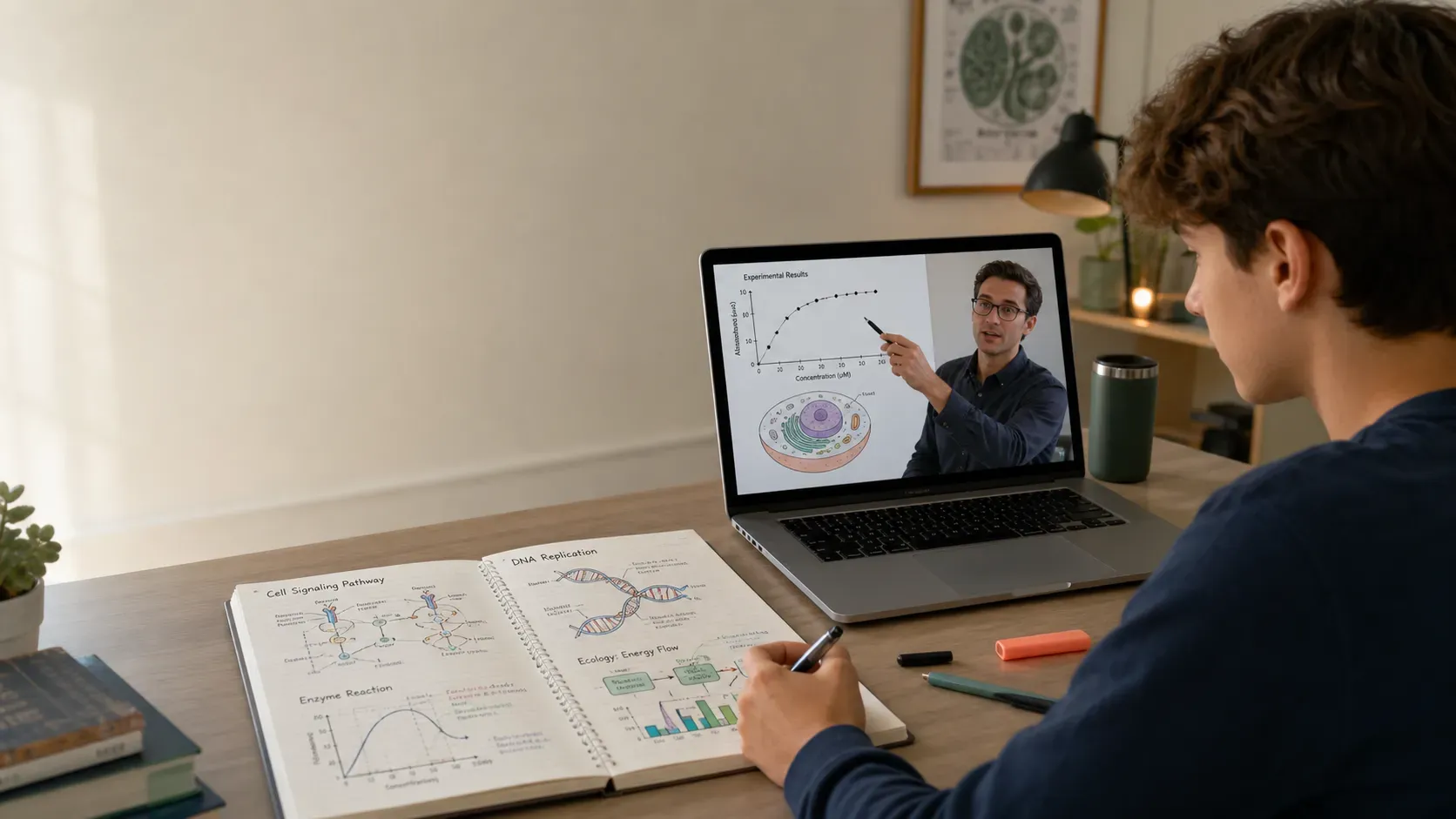 High school student working with an AP Biology tutor online