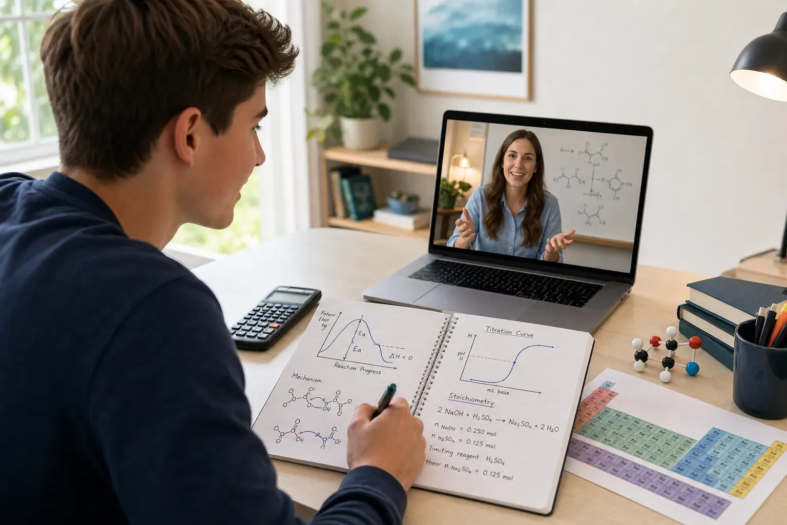 High school student working with an AP Chemistry tutor online