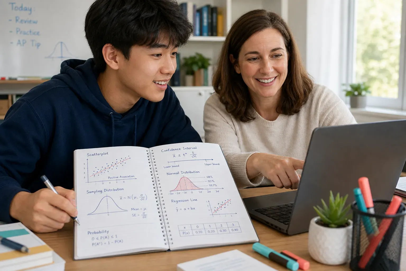 A student working through an AP Statistics problem with a tutor online