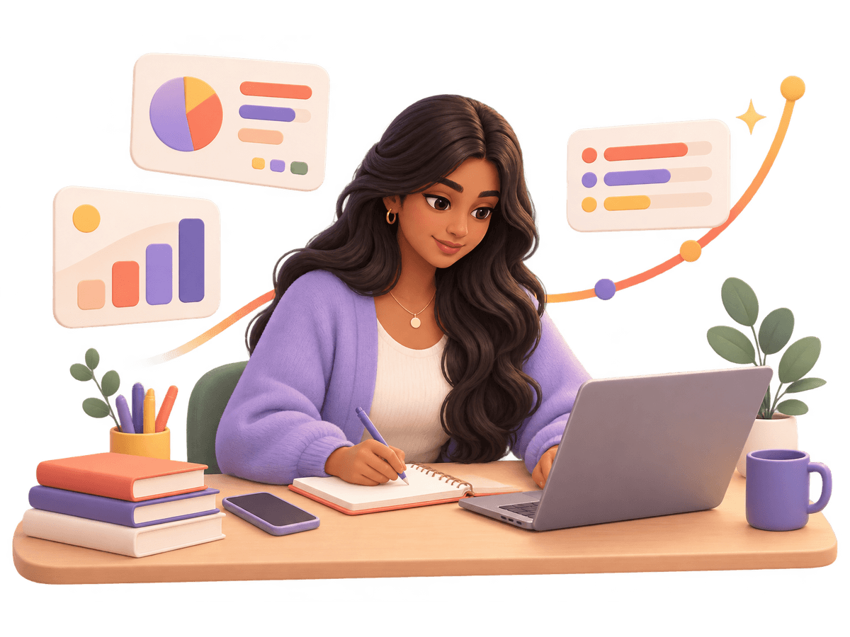Illustration of a senior student preparing for VCE assessments
