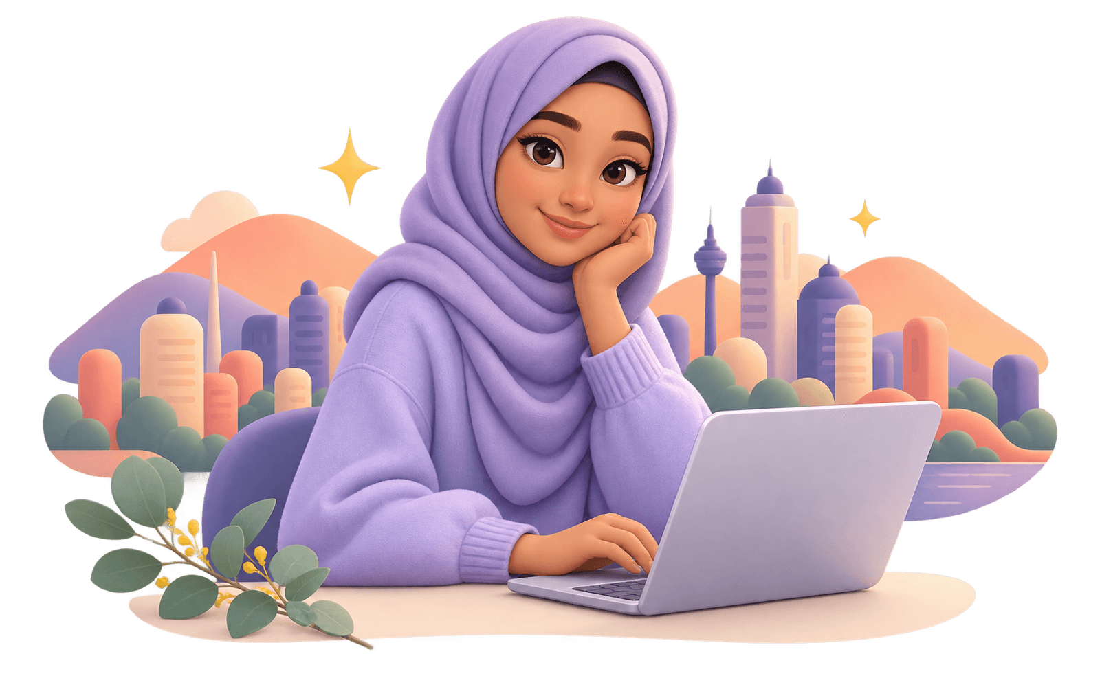 Illustration of a student learning online from Adelaide
