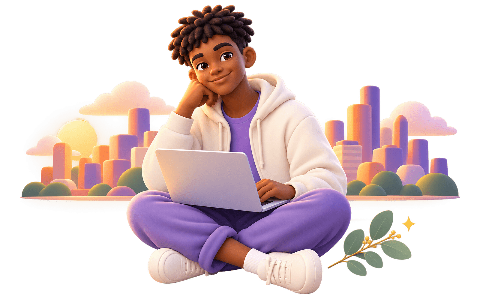 Illustration of a student learning online from Perth