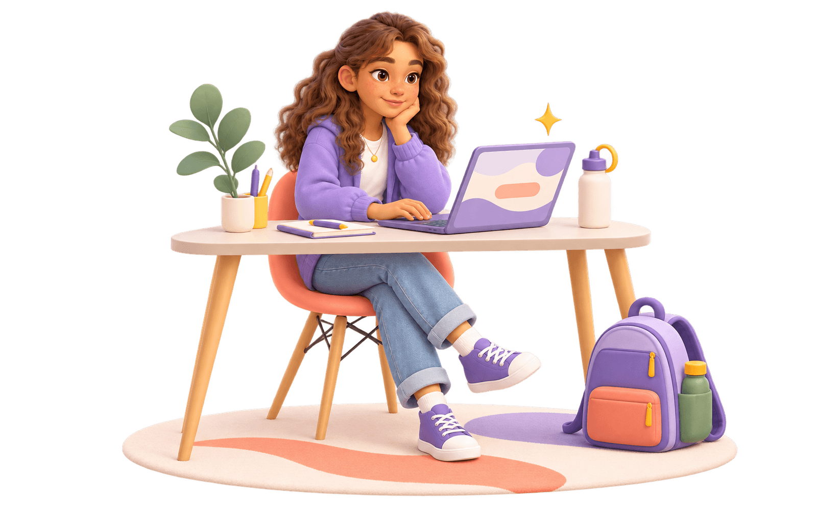 Illustration of a Year 7 student completing an online assessment at secondary school