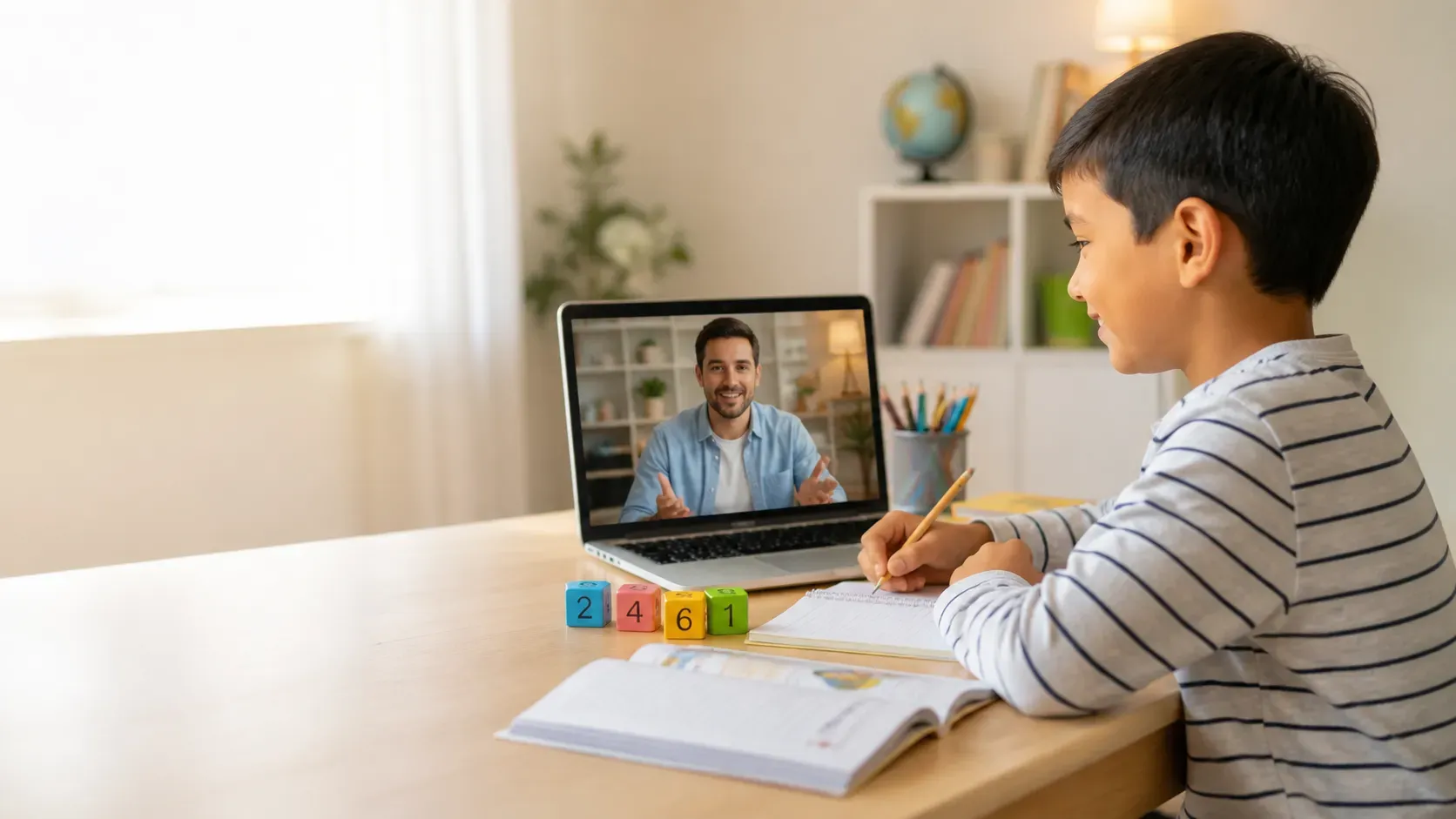 Elementary student learning with a live online Grades 1-5 tutor