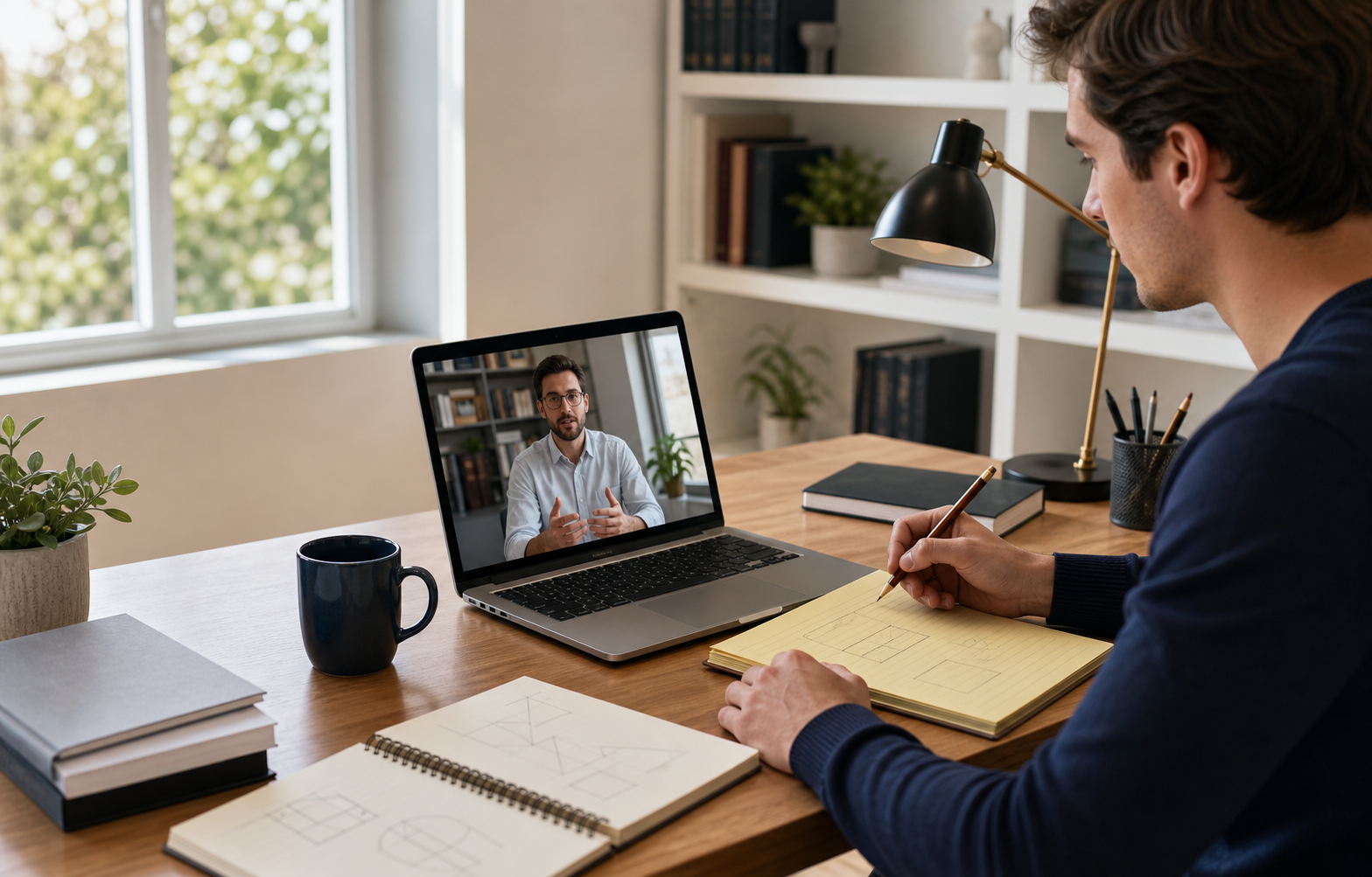 Law school applicant working through an LSAT Logical Reasoning section with a live online tutor