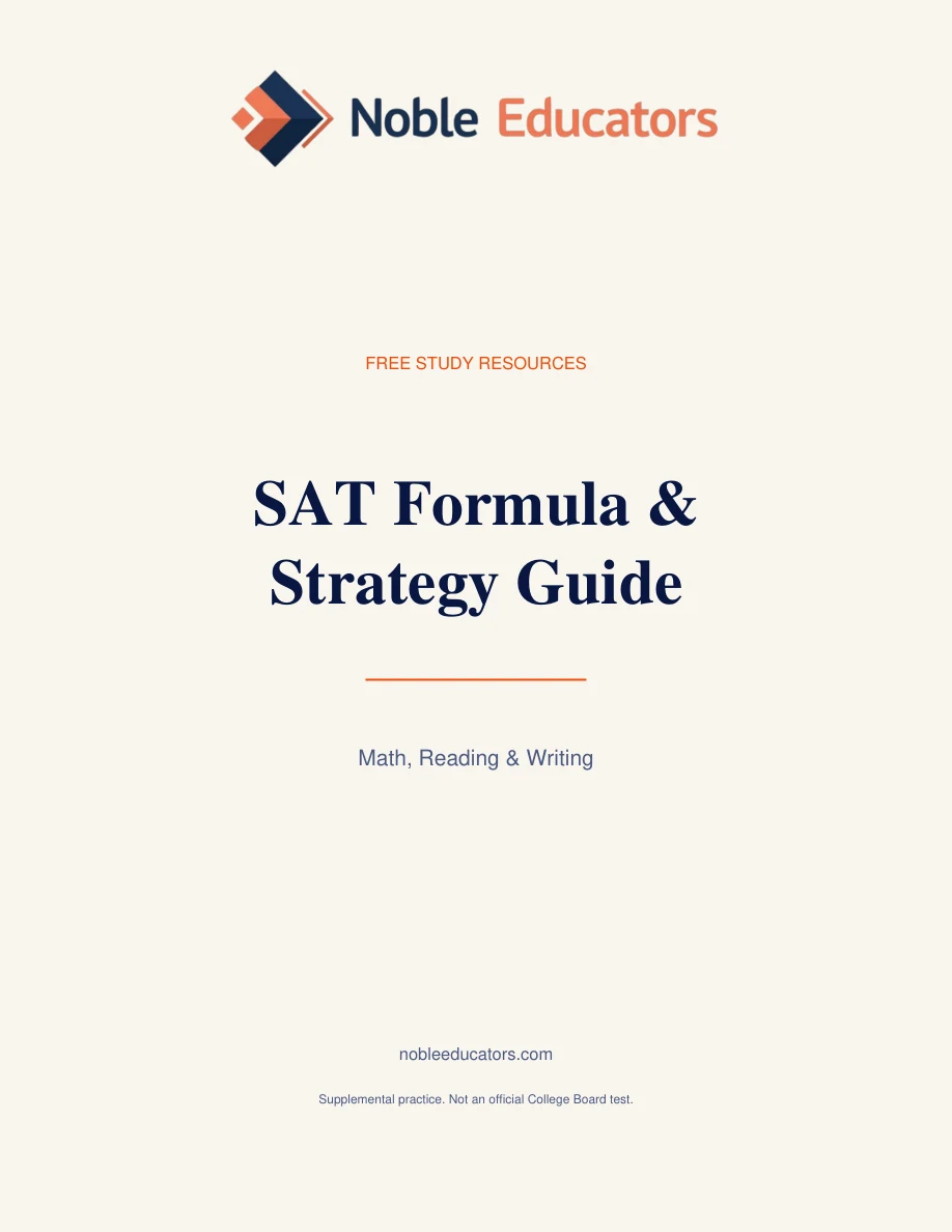 SAT Formula & Strategy Guide with the official Noble Educators logo